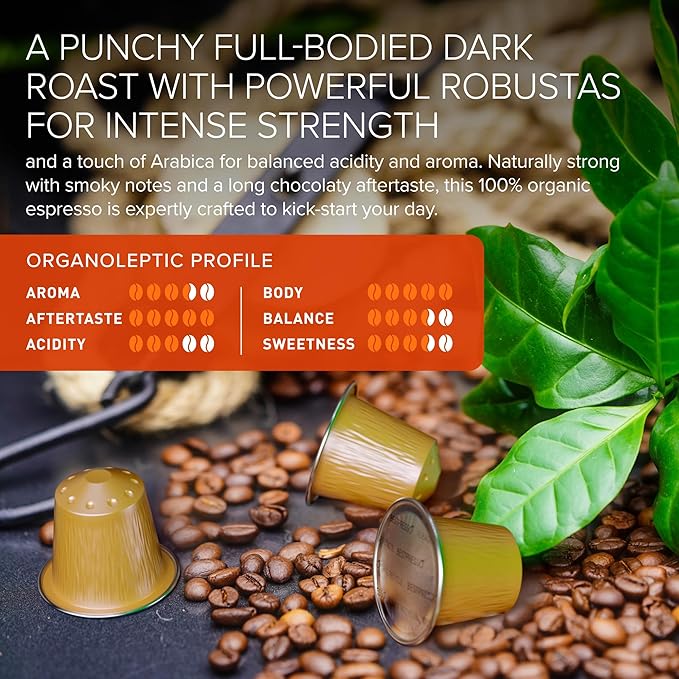 Organic USDA Bestpresso Coffee Aluminum Espresso Pods For Nespresso Original Machine 120 Pack (Naturally Strong)
