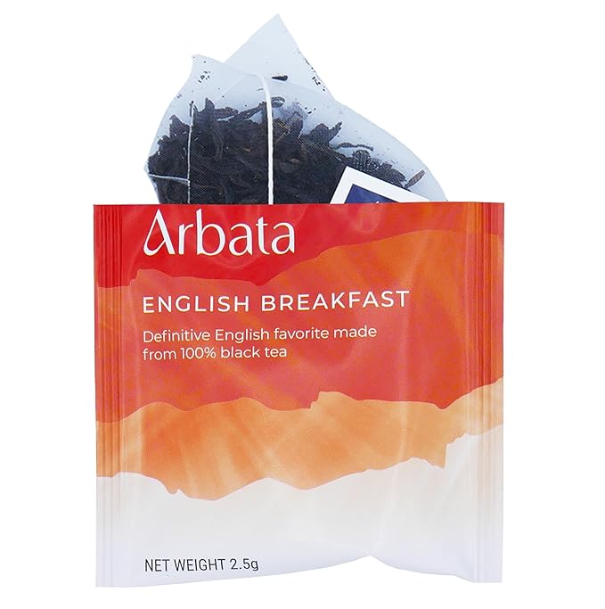 Arbata English Breakfast Tea 24 Pyramid Tea Bags – Artisanal High Caffeine Black Tea Robust &amp Full-Bodied Classic English Breakfast Tea Sachets