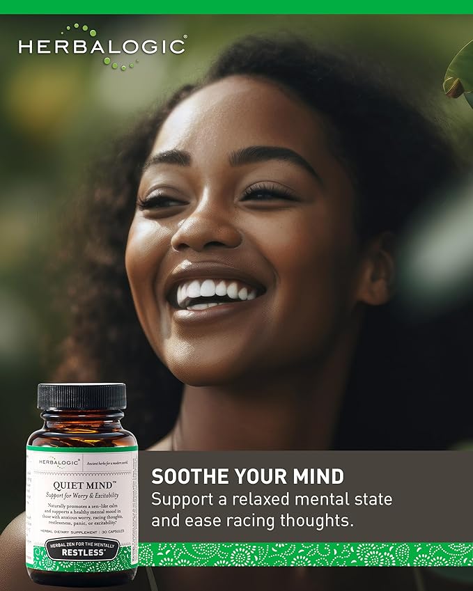 Herbalogic - Quiet Mind Herb Capsules - Non-Sedating Promotes a Feeling of Zen-Like Calm - Eases Anxious Worry and Panicky Mood - Based on The Traditional Chinese Formula GUI Pi Tang - 30 Cap Count