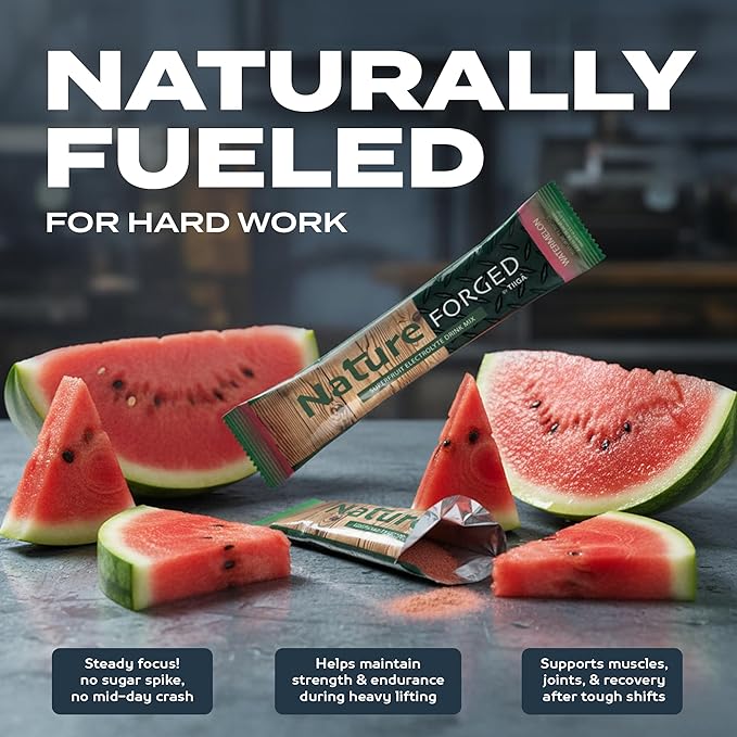 Tiiga Nature Forged Zero Sugar Electrolyte Drink Mix - Watermelon Hydration Powder Superfruit Electrolytes Sugar Free Sports Drink 25 Stick Packs