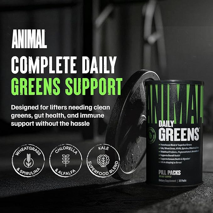 Animal Daily Greens Pill Packs - Kale Wheat Grass Alfalfa &amp More - Convenient Prebiotic and Probiotic Superfood Blend for Superior Digestion Gut Health and Immunity For Men &amp Women - 30 Da