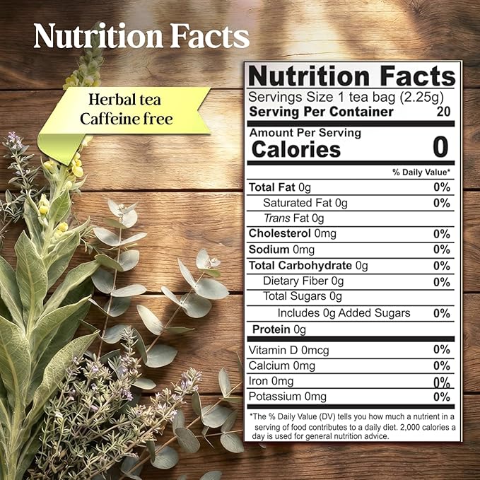 Adanim Bio Organic Thyme Eucalyptus Mullein Tea Thyme Leaves Caffeine Free Herbal Tea Thyme Leaf Tea Natural Kosher 80 Tea Bags