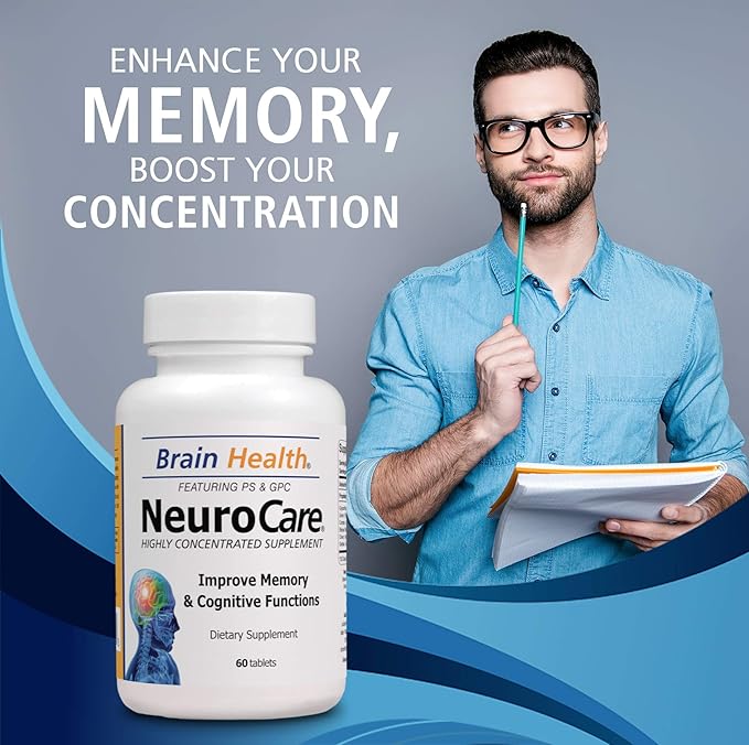 Neuro Care Nootropic Brain Health Supplement Highly Concentrated Memory Booster Enhanced Mental Focus Cognition Memory Concentration and Clarity 100% Natural Dietary Supplement - 60 Tablets