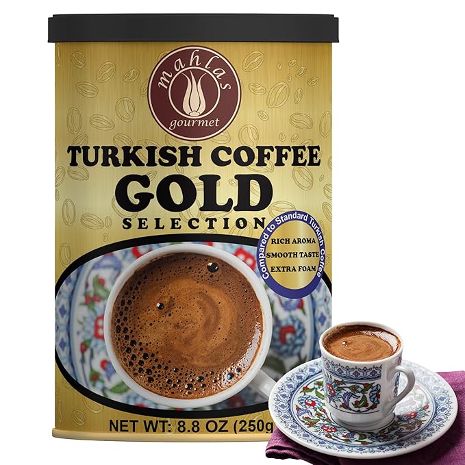 Mahlas Gourmet Turkish Coffee Gold Blend Medium Roast - Premium Quality Freshly &amp Finely Ground 100% Arabica Coffee Beans