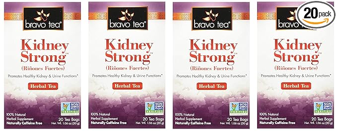Bravo Teas Kidney Strong Herbal Tea Caffeine Free 20 Tea Bags (Four Pack)