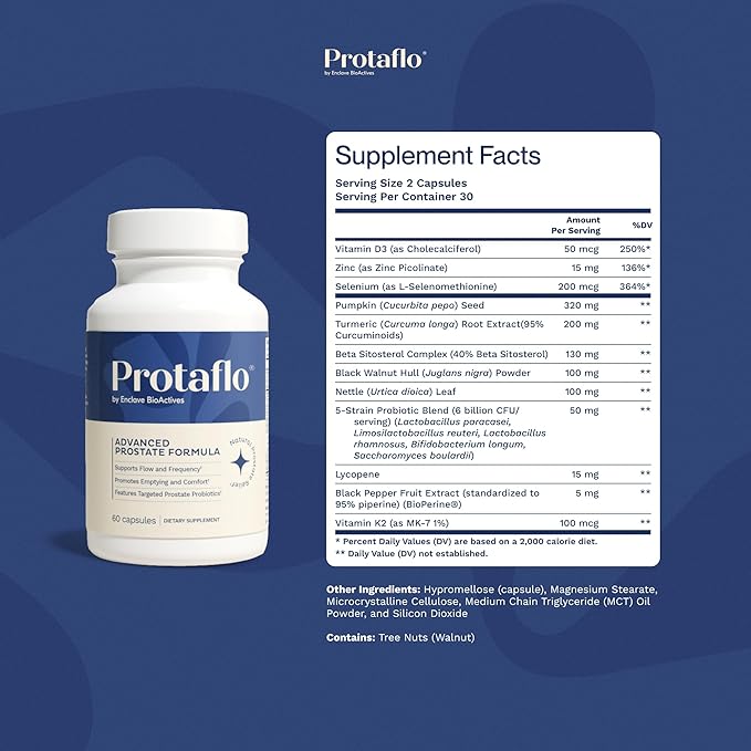 Prostate Supplements for Men 2 Pack - Supports Urinary Flow &amp Bladder Control | Probiotics + Black Walnut Nettle Turmeric Lycopene Pumpkin Seed Vitamin D3 &amp K2 Zinc + Selenium 60 Caps