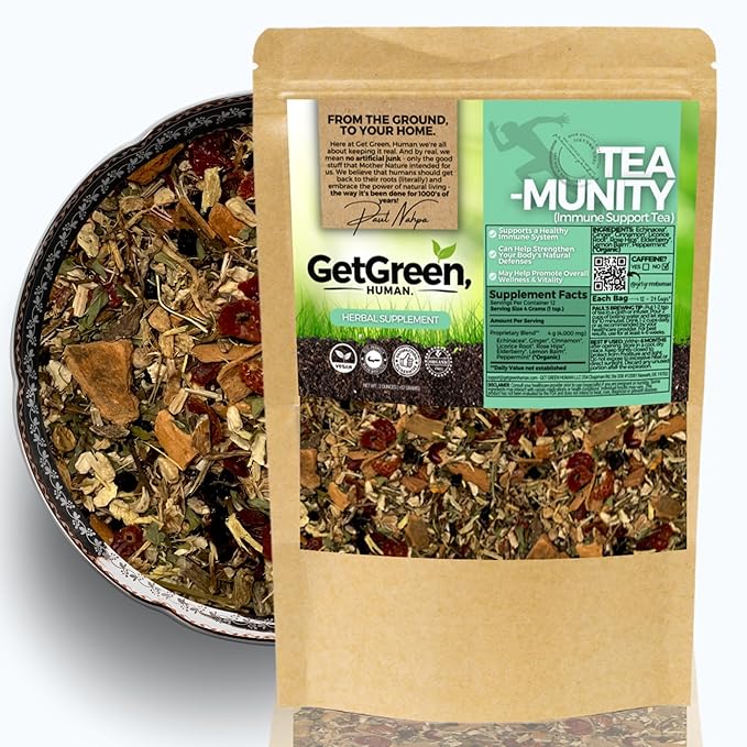 Healthy Immunity and Defense Loose Leaf Tea w/ Echinacea Elderberry Lemon Balm | Organic Herbal Tea | 2 oz (57 gram) | Decaf Vegan Healthy ZERO Caffeine Organic Herbs No Natural or Artificial