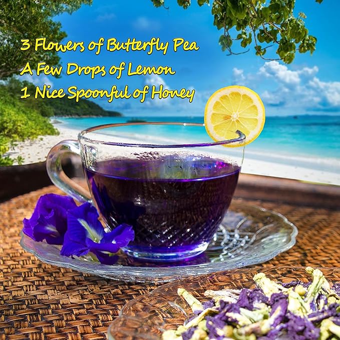 Butterfly Pea Tea 35.27 Oz / 1 kg | OkO-OkO - Premium - WHOLE DRIED FLOWER from Thailand - Blue natural infusion - Herbal tea - Organic Vegan food coloring - Natural color changing cocktail and meal