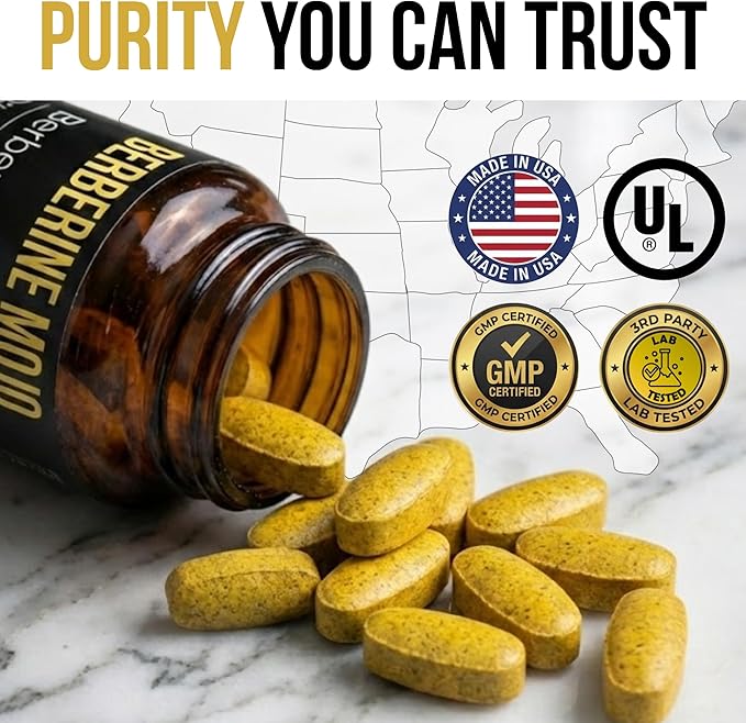Berberine 1500mg Supplement with GLP-1 &amp Glucose Support - Berberine HCL Magnesium Glycinate Ceylon Cinnamon - Sugar Control &amp Weight Management Herbal Supplements - Made in USA 60 Tablets