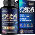 Magnesium Glycinate - Sleep &amp Relaxation Support - Extra Strength Glycinate Glycine &amp Taurine 1500 mg - Magnesium Supplement for Women &amp Men - Chelated &amp High Absorption - Made in USA