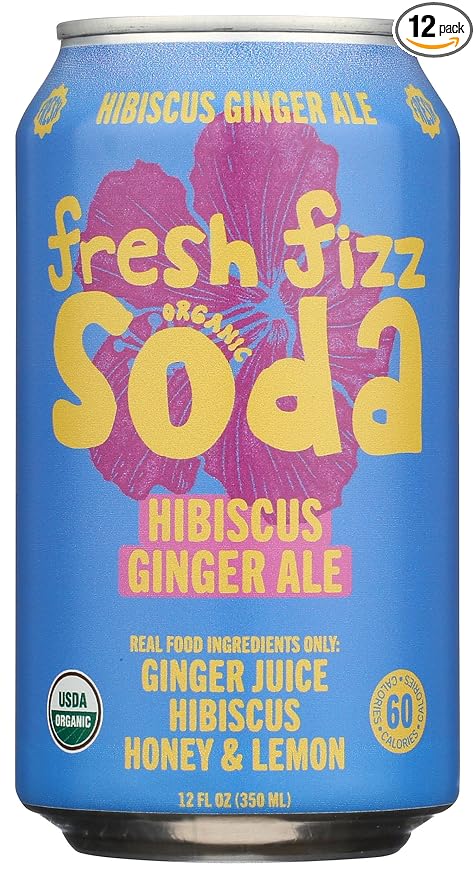 Fresh Fizz Soda Organic Hibiscus Ginger Ale 12 fl oz (Pack of 12)