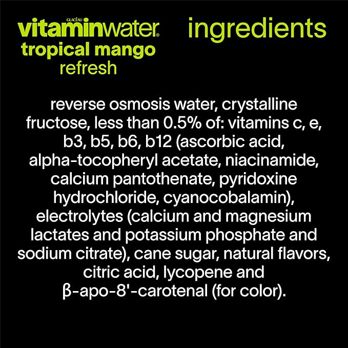 vitaminwater Refresh Tropical Mango Nutrient Enhanced Flavored Water Beverage 20 fl oz Bottles 12 Pack