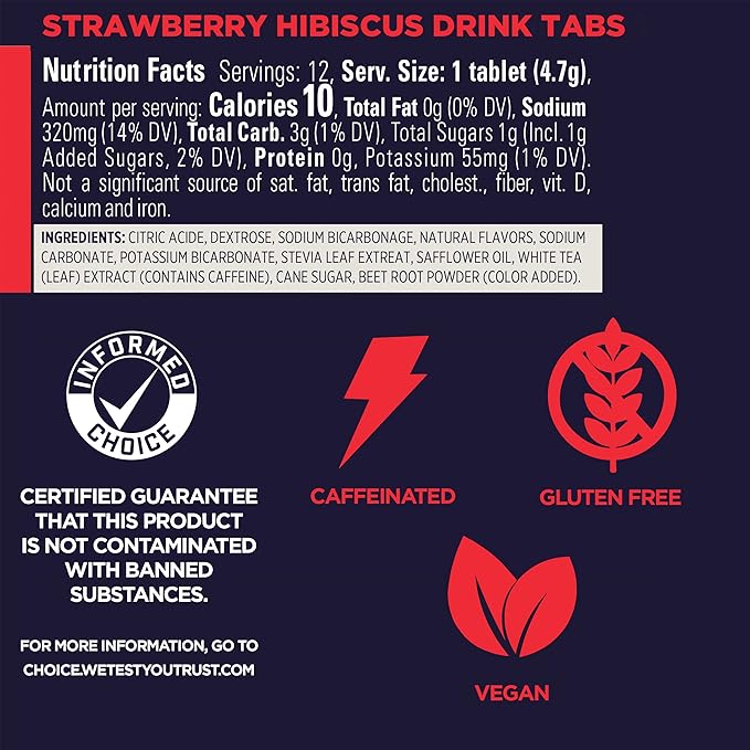 GU Energy Hydration Drink Tabs - Electrolyte Tablets for Fitness &amp Endurance Sports Rehydration Beverage Strawberry Hibiscus 48 Servings