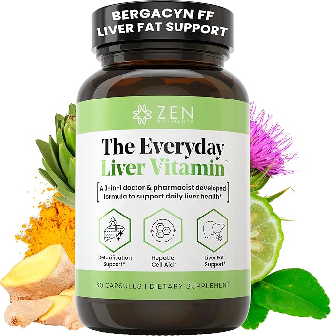 Zen Nutrients The Everyday Liver Vitamin - Liver Cleanse Detox &amp Repair with Bergacyn FF Organic Milk Thistle Dandelion Root &amp Artichoke Extract for Liver Health - Fatty Liver Support Supple