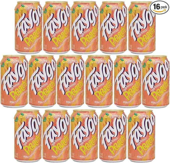 Faygo Soda Pop Soft Drink 16 pack of 12oz Cans (Peach)