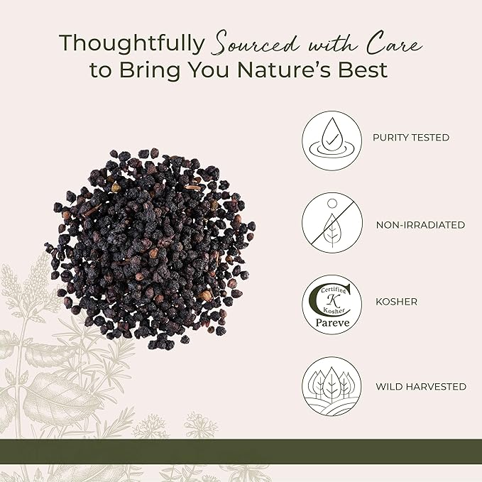 Starwest Botanicals Whole Elderberries - Dried Elderberries for Syrup Tea Gummies &amp Jam Certified Kosher Wildcrafted Natural Berries - Bulk 1 lb Bag