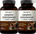 NatureBell 2 Pack Ceylon Cinnamon with Bitter Melon 240 Capsules | Made with Organic Sri Lanka Ceylon Cinnamon and Organic Bitter Melon | Non-GMO cGMP Certified
