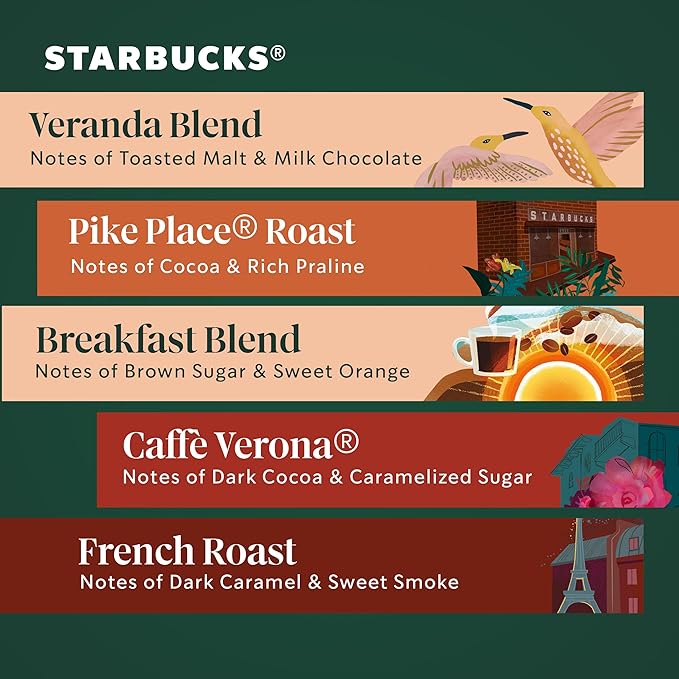 Starbucks K-Cup Coffee Pods Starbucks Blonde Medium and Dark Roast Hot or Iced Coffee Variety Pack 40 Keurig Pods