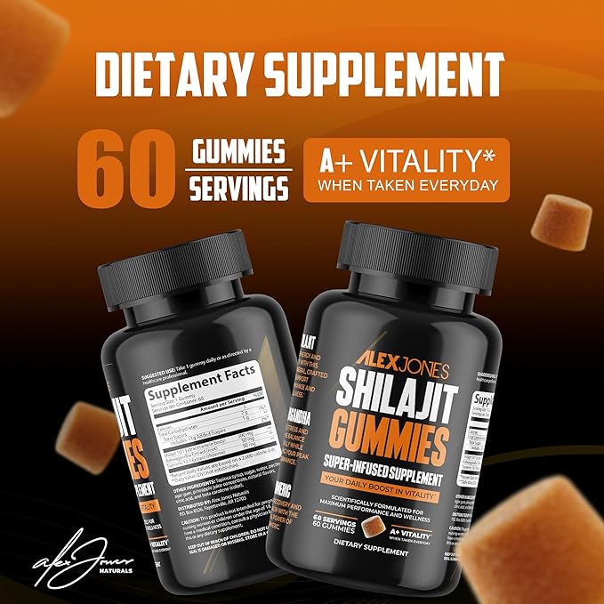Shilajit Gummies – Men’s Daily Energy &amp Stamina Booster – Sharper Focus &amp Strength w/Ashwagandha for Men – Cellular Energy &amp Performance Supplement – 60 Count