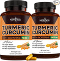 NEW AGE Turmeric Curcumin Capsules - Standardized Curcuminoids - Non-GMO Gluten Free 180 Count (Pack of 2)