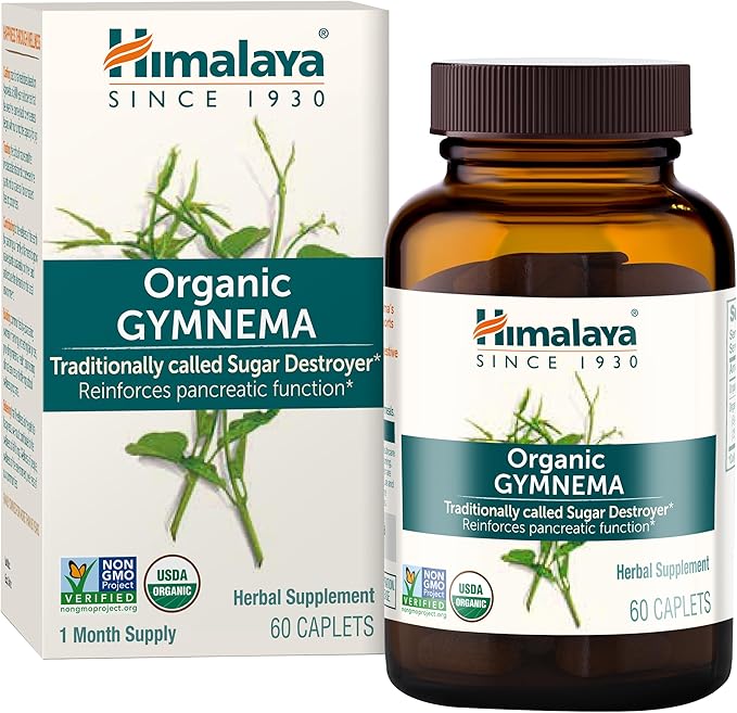 Himalaya Organic Gymnema Sylvestre – Herbal Glucose Metabolism Support - USDA Organic Non-GMO Vegan Gluten Free Additive Free 700 mg 60 Caplets
