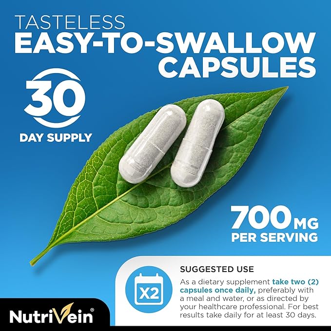 Nutrivein Premium Liposomal Glutathione Supplement 700 mg - 60 Caps - Pure Reduced Glutathione Setria - Master Antioxidant - Cell Protection Cleansing Liver Brain Vitality and Defenses