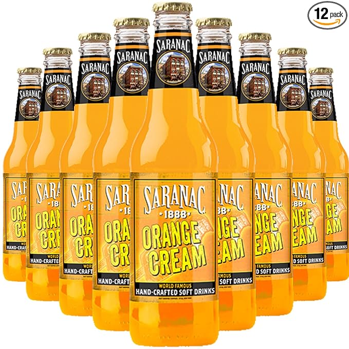Saranac World Famous Hand-Crafted Orange Cream Soda Soft Drink 12 oz Glass Bottles (12 Pack)