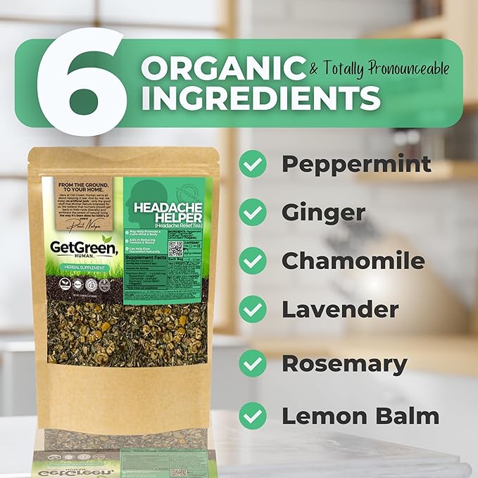 Tension and Relief Loose Leaf Tea w/ Peppermint Ginger Chamomile | Organic Herbal Tea | 2 oz (57 gram) | Decaf Vegan Healthy ZERO Caffeine Organic Herbs No Natural or Artificial Flavors Resea
