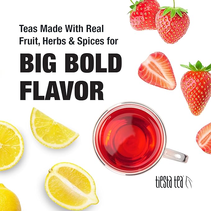 Tiesta Tea - Strawberry Lemonade Loose Leaf Strawberry Lemon Herbal Tea Premium Non-Caffeinated Fruit Blend Make Hot or Iced &amp Brews Up to 200 Cups 16 Ounce Resealable Bulk Pouch