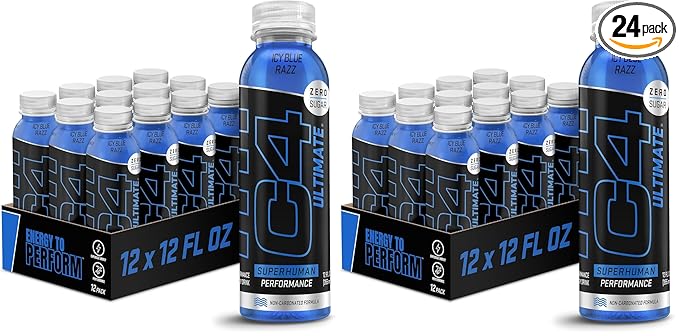 C4 Ultimate Non-Carbonated Zero Sugar Energy Drink Pre Workout Drink + Beta Alanine 12 Fl Oz (Pack of 24)