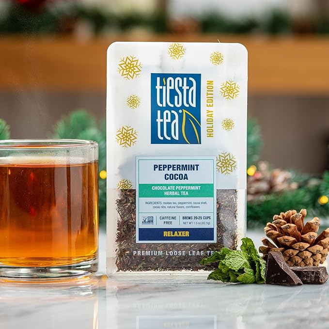 Tiesta Tea - Santa's Bag Tea Gift Set High to Non-Caffeinated Assorted Blends 5 Individual Resealable Pouches for Hot &amp Iced Brews Variety Pack Black Rooibos and Herbal