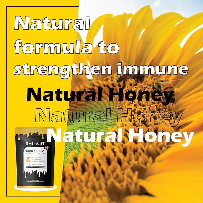 Rone Honey Packets with Himalayan Shilajit Natural Honey Saffron - Energy Boost &amp Immune Support 85+ Trace Minerals 75%+ Fulvic Acid - 20 Sticks (1)