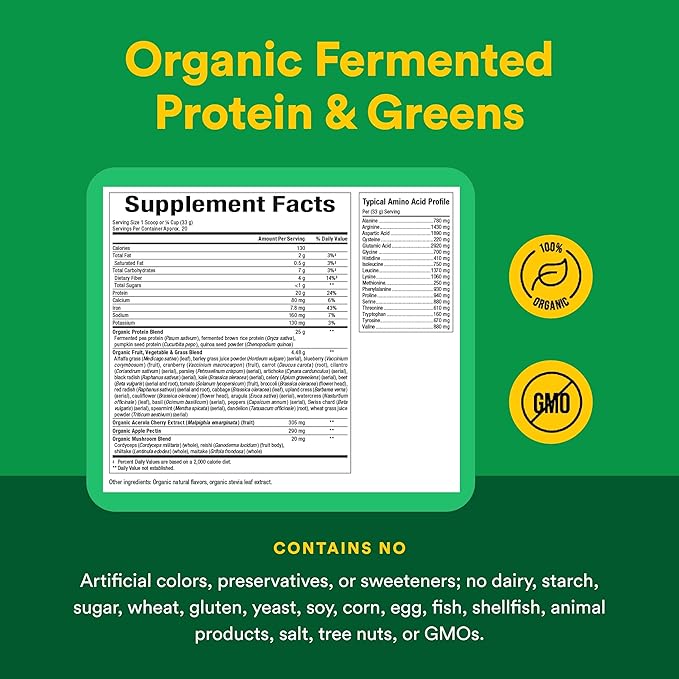 Whole Earth &amp Sea from Natural Factors Organic Fermented Protein &amp Greens Vegan Whole Food Supplement Tropical 1lb 7.3 Oz