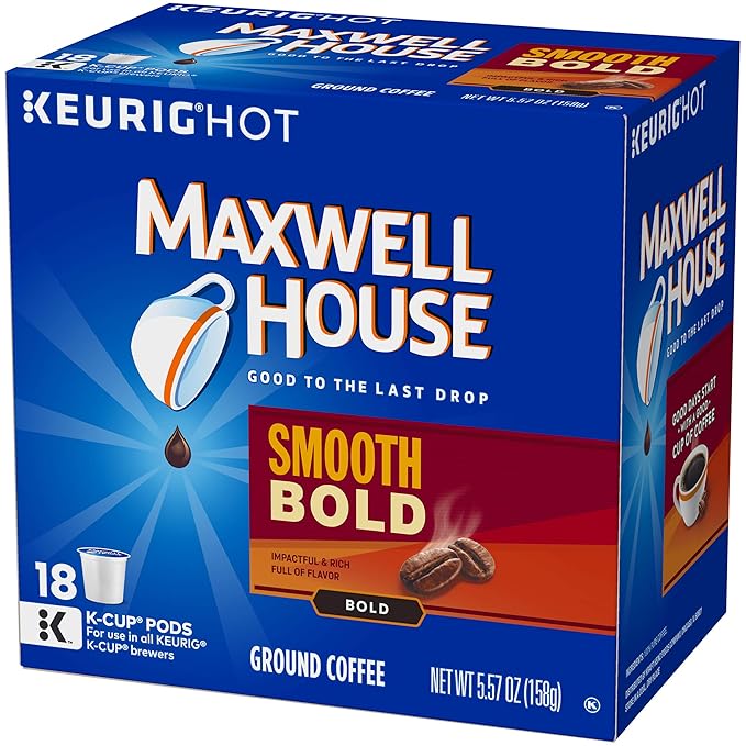 Maxwell House Smooth Bold Dark Roast K-Cup Coffee Pods (72 Pods 4 Packs of 18)
