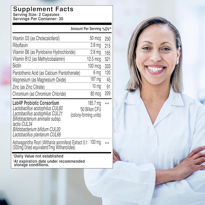 Health &amp Her Weight Management Probiotics for Women - Perimenopause &amp Menopause Supplement - Clinically Studied 50bn CFU Probiotics to Support Gut Health Energy Mood &amp Mind Vegan (60 ct
