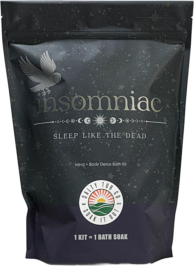 Insomniac Sleep Bath Kit – Nighttime Detox Soak with Magnesium Salts Essential Oils Bath Bomb and More Luxury Bath Experience Single Use – Sleep Support &amp Relaxation Ritual by Salty Tub