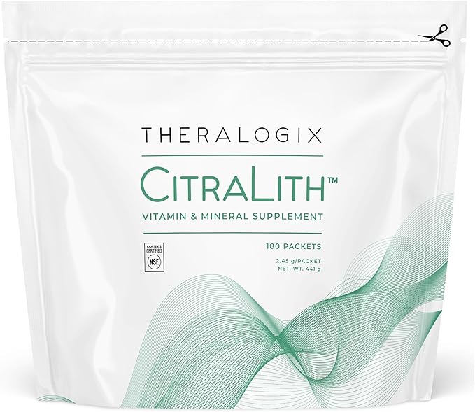 Theralogix CitraLith Vitamin &amp Mineral Supplement - 90-Day Supply - Kidney Health Support for Healthy Kidney Function - Includes Magnesium Sodium Potassium &amp Vitamin B6 - NSF Certified - 180