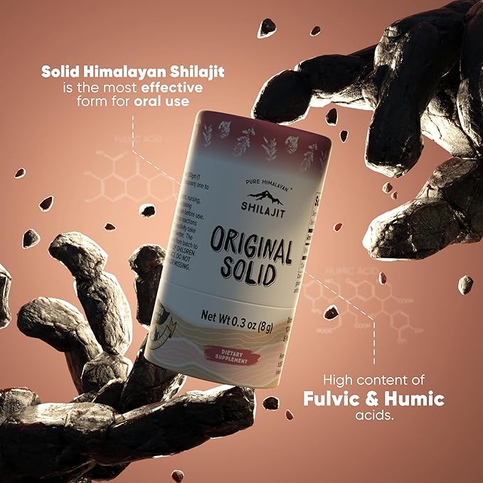 Pure Himalayan Shilajit Original Solid Excellent Source of Fulvic Acid &amp Trace Minerals Widely Used in Ayurveda (8g Pack of 1)