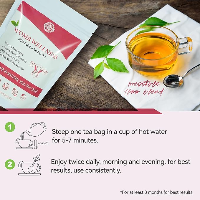 Laicuherb Womb Detox Herbal Tea for Women Healthy Pregnancy Pack of 2 Natural Fertility Tea for Get Pregnant Fast &amp Hormone Balance 20 Pyramid Tea Bags Vegan Caffeine Free