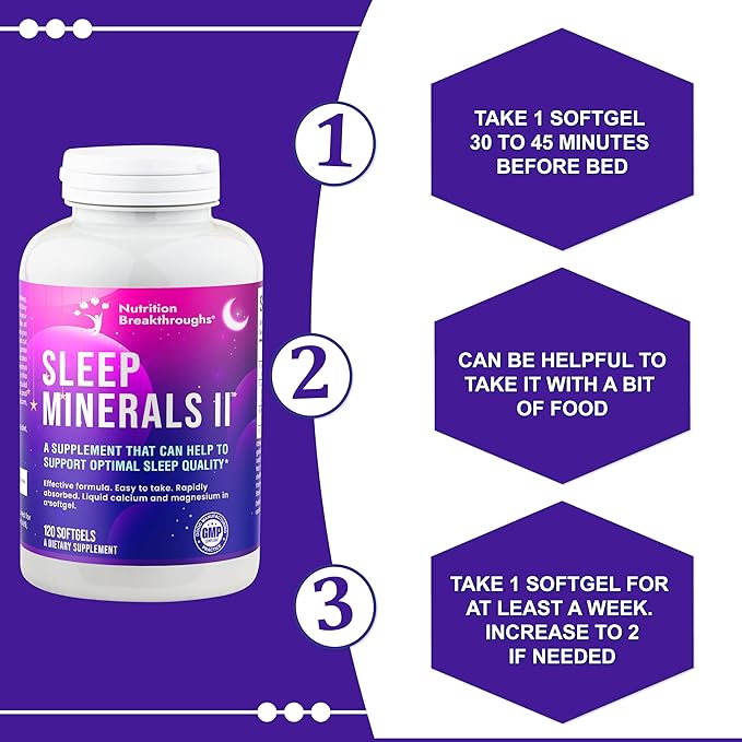 Nutrition Breakthroughs Sleep Minerals II - Sleep Supplement Magnesium Sleep Aids for Adults &amp Good for All Ages Sleep Well Without Melatonin with Calcium Vitamin D &amp Zinc 120 Softgels