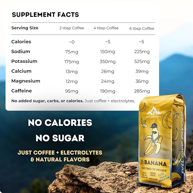 Long Run Coffee – Hydrating Coffee with Electrolytes – All Natural Energy + Hydration + Recovery for Athletes – Stomach Friendly Electrolyte Coffee for Runners (5 lb Banana Bread)