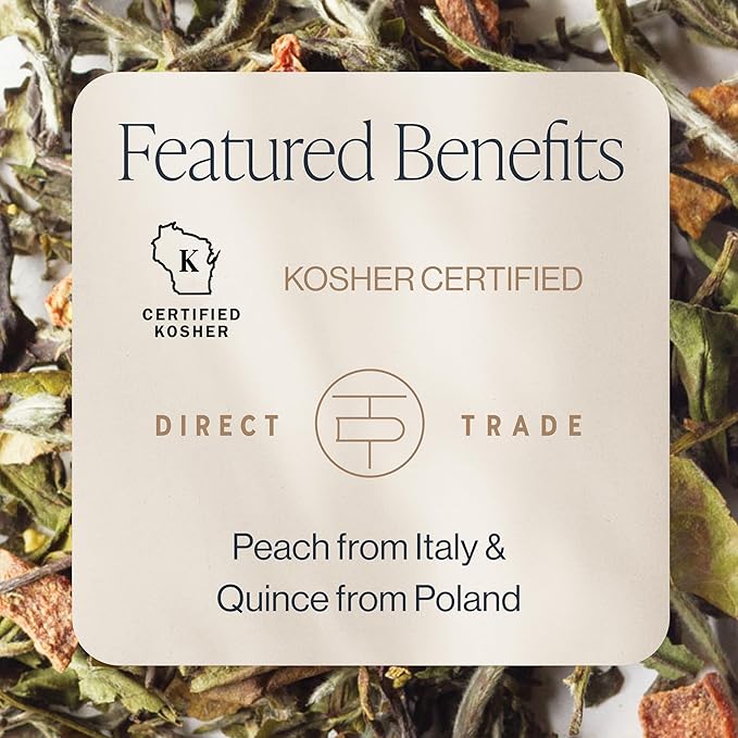 Rishi Tea Peach Blossom White Herbal Blend - Organic &amp Low Caffeine Loose Leaf Tea - 8.81 Ounces 32+ Servings