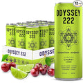 Odyssey 222 Energy Drink Pre Workout 222mg Caffeine Clean Energy Drinks L Theanine Lions Mane Cordyceps &amp Green Tea for Energy Focus &amp Mood Boost Low Calorie Cherry Lime 12 Fl oz 12