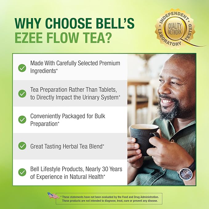 Bell Ezee Flow Urinary Support Tea for Men -A Natural Solution - Helps Ease the Flow and Normalize Urinary Frequency without the Burning and Dribbling - Sold directly by the Manufacturer
