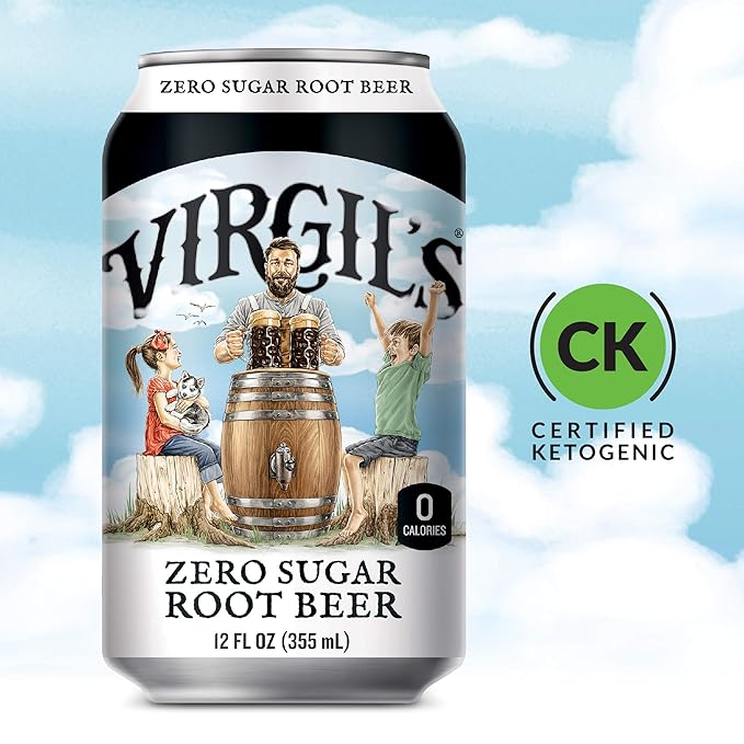 Virgil’s Zero Sugar Root Beer Great Tasting Zero Calorie Keto Friendly Soda (6-12oz cans)