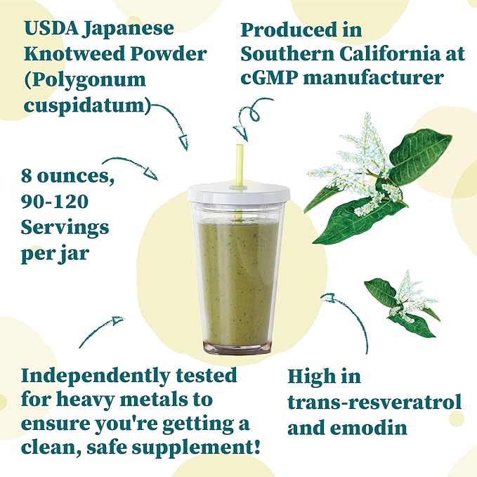 Nature Restore Japanese Knotweed Powder 8 Ounce Natural Trans-resveratrol Non GMO Gluten Free Also Known as Polygonum Cuspidatum
