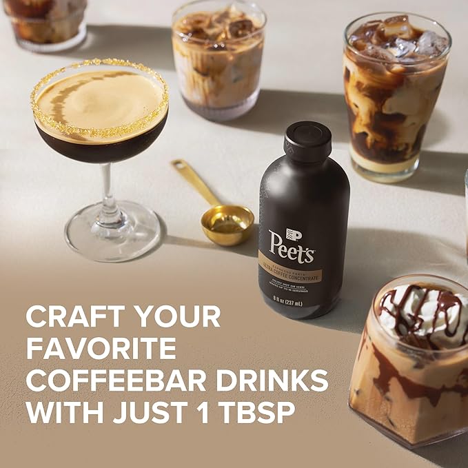 Peet's Coffee Ultra Coffee Concentrate Instant Hot Cold Brew or Iced Coffee 100% Arabica Coffee - Espresso Forte 8 Fluid Ounce Bottle (16 Servings)