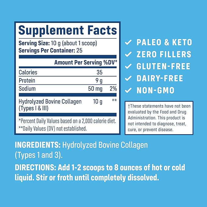 NativePath Collagen Peptides - Hydrolyzed Type 1 &amp 3 Collagen Powder for Skin Hair Nails - 8.8 oz (25 Servings) (Pack of 2)