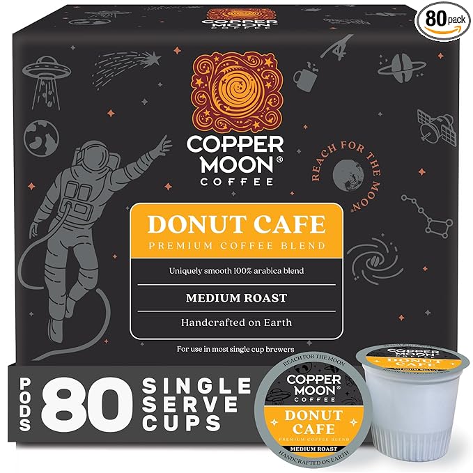 Copper Moon Single Serve Coffee Pods for Keurig K-Cup Brewers Medium Roast Donut Café Blend 80 Count