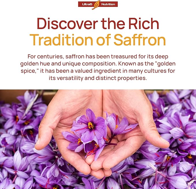 Ultra6 Nutrition Happy Saffron Supplements - 100% Pure Saffron Extract Supplement for Eye Health Support - Mood Enhancer for Women &amp Men (Pack of 2)